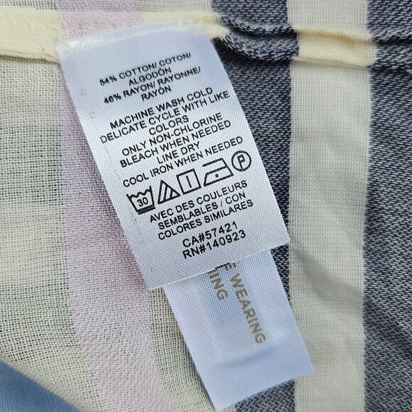 New LOFT Sunset Stripe Wrap Ruana Kimono Summer Layering Size M/L Lightweight - Picture 12 of 13